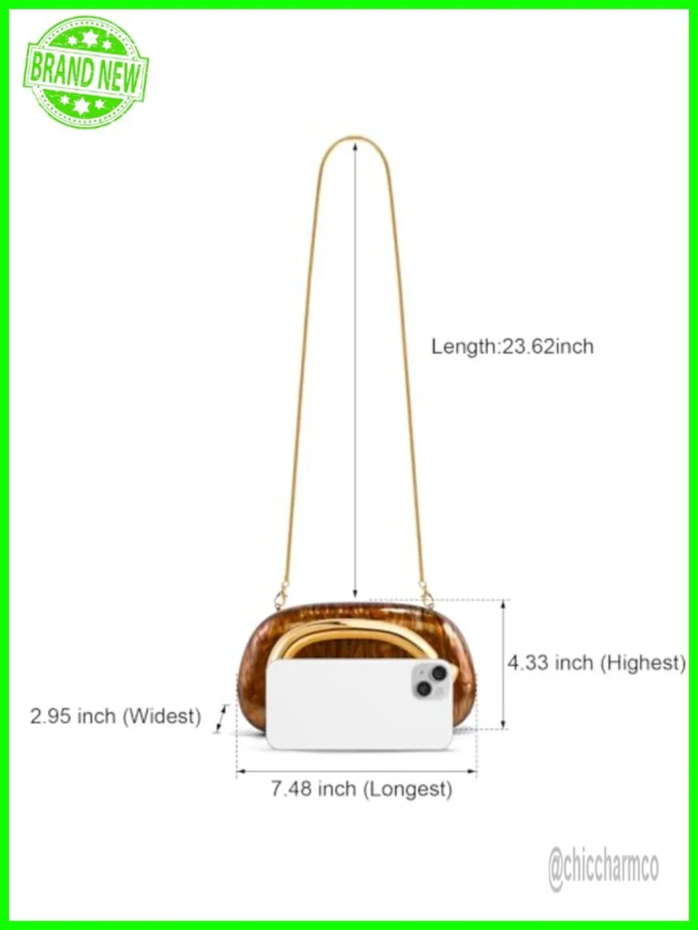 Marble Acrylic Clutch with Chain for Women Evening Handbag Party Purse